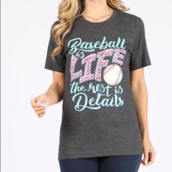 Baseball is Life Leopard Graphic Tee Shirt - Picture 1 of 2